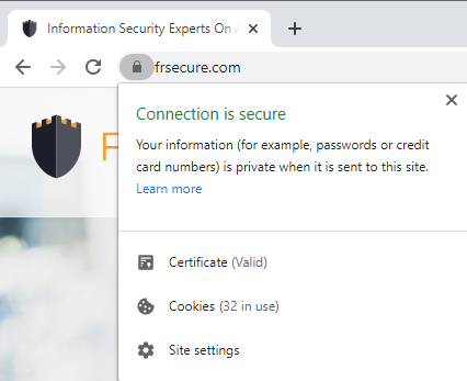 Secure Website Connection Chrome SSL