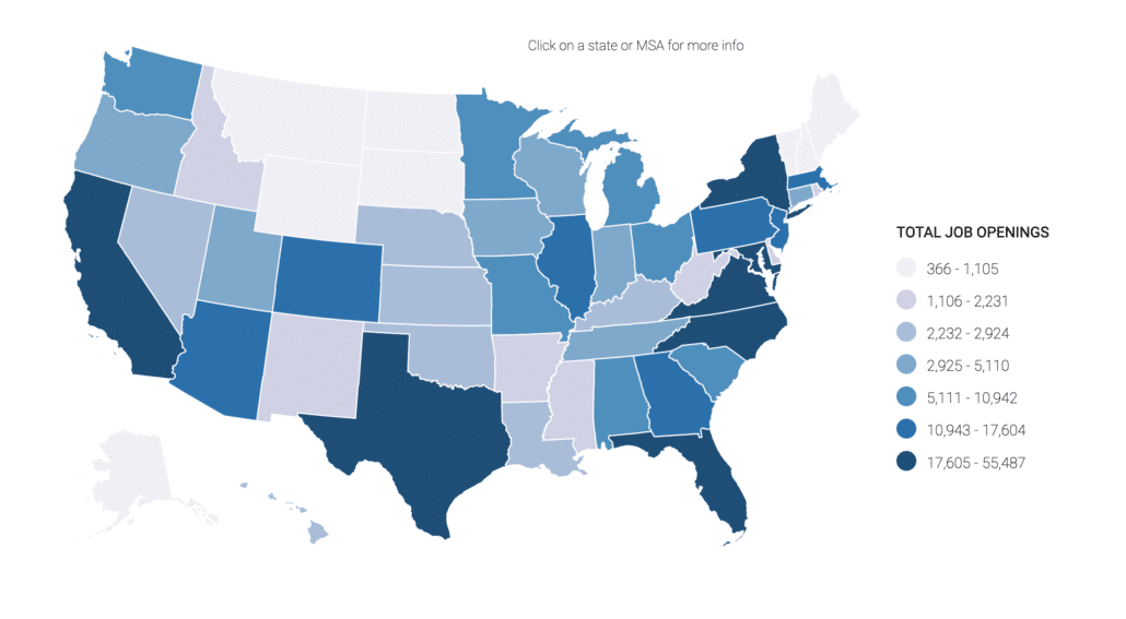 map of open infosec job openings