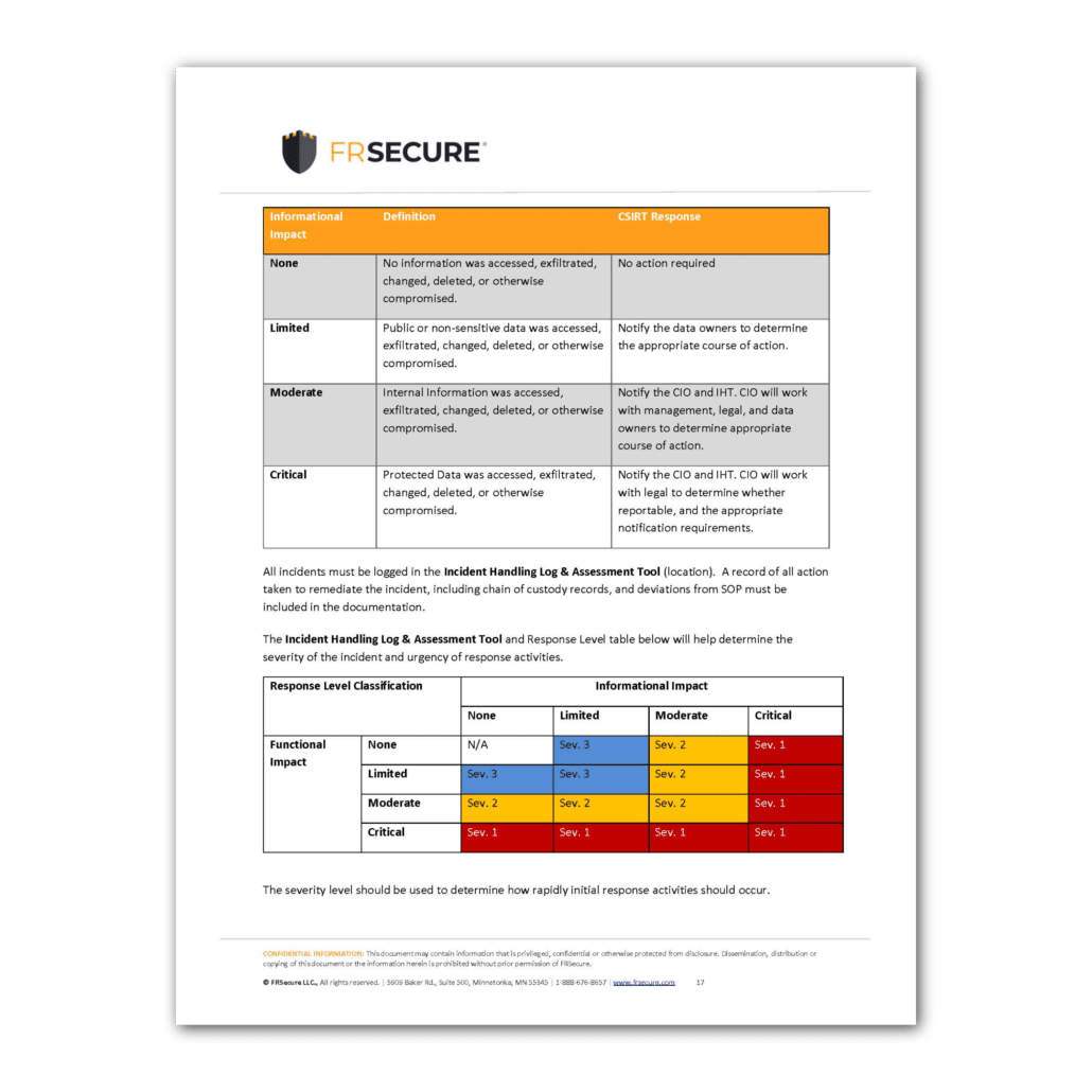 Incident Response Plan Template Sample Page 2